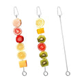 3Pcs Bird Food Holder Cage Food Holder Stainless Steel Small Animal Bird FoodTreats Skewer Hanging Vegetable Fruit Feeder Feed Treating Tool Parrots Cockatoo Cockatiel (Silver)