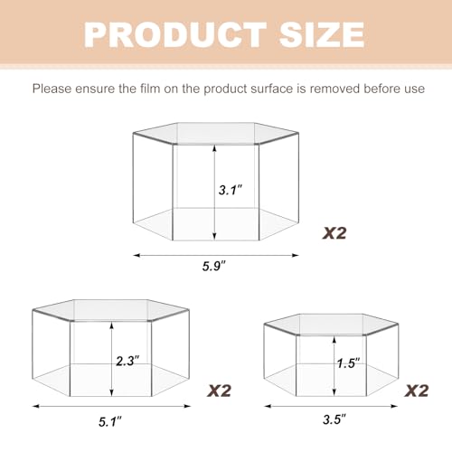 Jerify 6 Pcs Acrylic Riser Display Stands 5.91" 5.12" 3.54", Clear Round | Small Acrylic Display Risers in 3 Sizes Stack or Nest for Elegant Displays of Jewelry, Figures, Candles, Desserts and Decor.