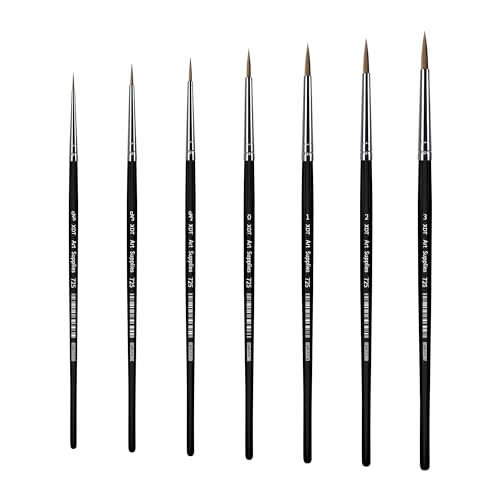 XDT#725 Fine Detail Brushes 7pcs Set, Detail Paint Brushes for Acrylic, Oil, Watercolor, Miniature Art, Body, Face, Craft Painting - size: 7Pcs #00000/#000/#00/#0/#1/#2/#3
