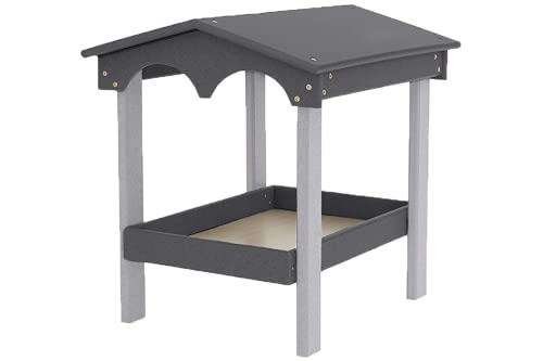 DutchCrafters Large Plastic Poly Covered Ground Feeder with Mesh Seed Tray, Platform Bird Feeder, Outdoor Ground Fly Through Bird Feeder - Amish Made in America (Dark Gray & Light Gray) - color: Dark Gray & Light Gray
