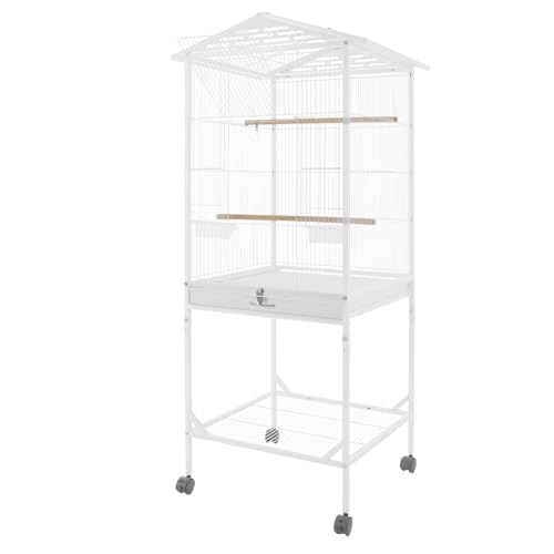 Bird Cage, 18.11 x 18.11 x 49.21 Inch Mobile Bird Flight Cage Large Metal Parakeet Cage w/Slide-Out Tray & Storage Shelf for Budgerigars Lovebirds Kea Parrots & Sun Conures - color: White, size: 18.1"L x 18.1"W x 49.2"H