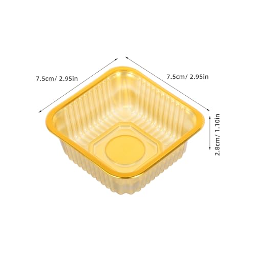 100pcs Disposable Mooncake Packaging Trays with Gold Thickened Plastic, Single Mini Cake Container for Egg Yolk Pastry and Biscuit, Festival Party Bakery Supply