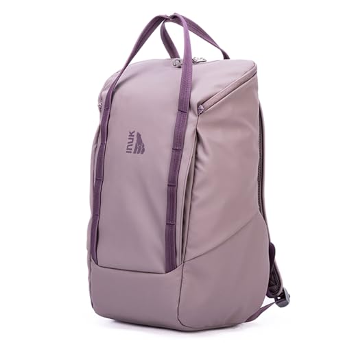 INUK Travel Laptop Backpack, 25L Recycled Waterproof Light Daypack | Dual laptop pockets, soft light foam straps, recycled wear-resistant fabric, water repellent coating, Purple - color: Misty Purple