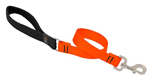 Traffic Leash by Lupine in 1" Wide Blaze Orange 2-Foot Long with Padded Handle - size: 1" width; 2-feet long