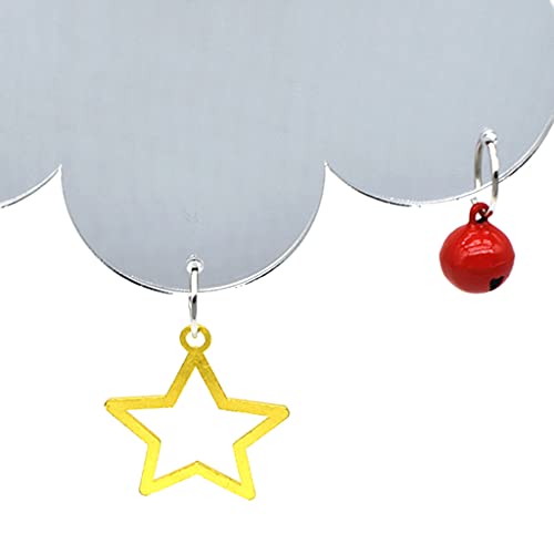 Chicken Toys for Hens Birds Swing Hanging Mirror Toys with Bells Star Pendant for Rooster Parrot Suspending Pecking Toy Chicken Pecking Toy