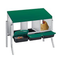 Chicken Nesting Box 3-Compartment Roll-Out with Pull-Out Trays, Egg Nesting Boxes for Hens, Chicken Coop Laying Box,Easy Wall Mounting with Metal Legs - color: green, size: 3 holes with legs