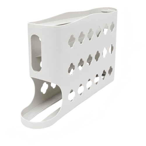 4 Layers Eggs Storage Box Creative Ladder Style Box Automatic Rolling Eggs Holder Container Egg Dispenser,White - color: White