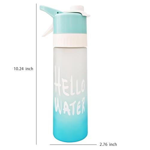 Misting Water Bottle, 2 in 1 22 OZ Large Capacity,Wide Mouth Leak Proof,Workout Water Bottle,Used for Mountaineering,Gym,Cycling,and Sports Activities (blue)
