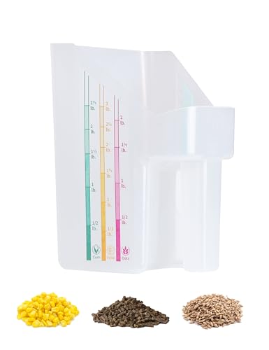 Tackmore Plastic Feed Scoop With Clearly Labeled Indicators Feed Scoop Allow for Accurate Measurement Grains, Pellets, Sweet Feed, Water Feeder