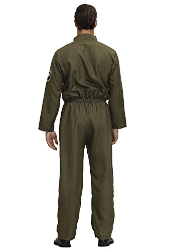 Flight Suits for Men Fighter Pilot Costume Halloween Costume Green Jumpsuit - size: Large
