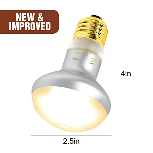 REPTI ZOO 2 Pack Heat Lamp 75W, Intense Basking Spot Simulated Natural Sunlight Heating Lamp Bulb, Heat Emitter UVA Heat Lamp Bulb for Reptile Chickens Pet Brooder - style: Natural Basking Light Bulb 75W