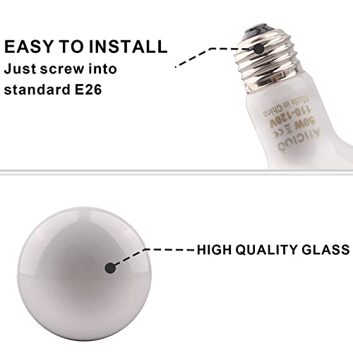 Aiicioo Reptile Basking Light Bulb - 50W Reptile Heat Lamp 2 Pack UVA Daylight Amphibians Basking Bulb for Bearded Dragon Turtle Hermit Crab Gecko Lizard Daylight - color: ['White'], size: ['50W']