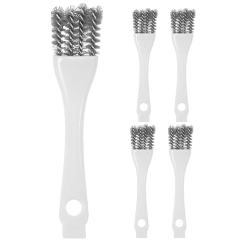 FOMIYES 5pcs Bird Cage Cleaning Tool, Wire Brush with Integrated Scraper for Tough Stains, Scrubber for Aviary, Hamster Cages, and Small Animal Crates
