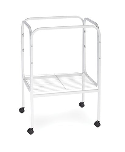 Prevue Pet Products Bird Cage Stand with Shelf - Small Metal Cage Stand with Rolling Wheels, Bird Stands for Inside, Mid‑Height Shelf for Cage Accessories, Toys, and Storage - White - color: White, size: 19.0"L x 19.0"W x 19.0"H