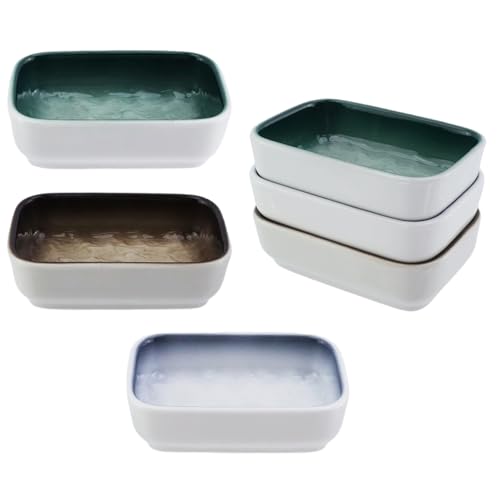 Ceramic Feeding Bowls for Small Animals, Blue + Green + Brown | Ceramic, Not Easily Tipped Over Design, Suitable for Hamsters, Guinea Pigs, Hedgehogs, Flying Squirrels, Mice, Chipmunks