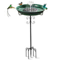 Solar Fountain Bird Bath for Outside Garden Decor,All Metal Hummingbird Bath & Crow Feeder with 5-Prong Base,Standing Bird Feeder for Backyard Birding & Wildlife,Copper Green