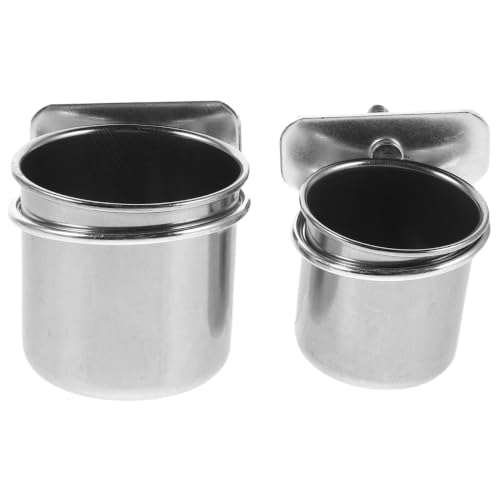 Yardwe 2pcs Stainless Steel Bird Food Bowl Clamp Holders with Hanging Feeders for Parrot Cage, Small 4.4cm 5.5cm Feeding Dish Cups Suitable for Cockatiel Budgie Parakeet