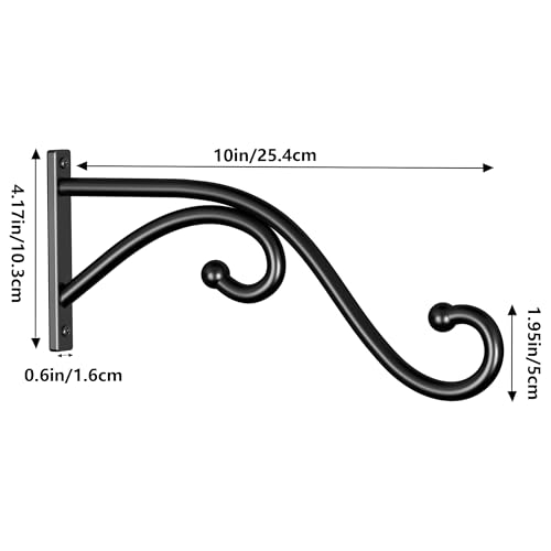Plant Hook Hanging Plant Brackets - 2 Pack 10 Inch Plant Hanger. | Metal Plant Wall Hooks for Hanging Flower Basket, Lanterns, Bird Feeder, Wind Chimes Indoor & Outdoor. - size: 10 Inch