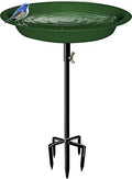 29 Inch Height Oval Shape Bird Bath for Outdoors, Detachable 5-Prong Birdbath Bowl Spa & Birdfeeder with Metal Stake Stand for Outside Garden, Green - color: Green