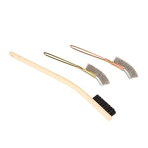 Omabeta Bird Cage Cleaning Brush Set for Efficient Cleaning of Cages with Bamboo and Stainless Steel Material 3 Sizes Included