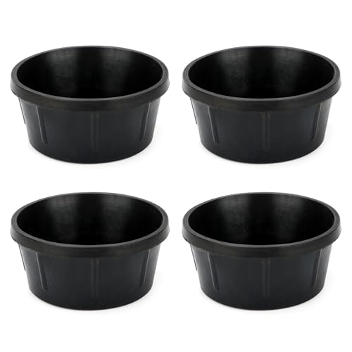 4Pcs Rubber Feeder Pan,2 Quart Feed Bucket | 8.2 x 4.8inches Utility Feed Bucket,Small Animal Food Trough for Chickens Rabbits Cats and Dogs Durable Outdoor - color: Black-2Quart, size: 4PCS