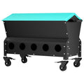 Heavy Duty Chicken Feeder 120 lbs Large Capacity, Metal Automatic Poultry Feeding Box with Waterproof Lid, Raised Standing Feeder with Wheels for Hens & Roosters, Portable & Easy to Move