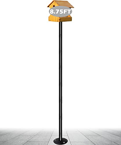 105 Inch Bird Feeder Pole Kit, Heavy Duty Bird House Pole Set for Hard Ground, Adjustable Universal Mounting Post Kit for Outdoors, Matte Black, 1 Pack - size: Hard Ground 1pack