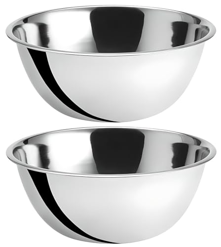 OCS Parts 2-Pack 8 Quart Mixing Bowls |13.25-Inch Stainless Steel Bowls | Professional Grade Flat Base Mixing Bowls for Home and Commercial Kitchens