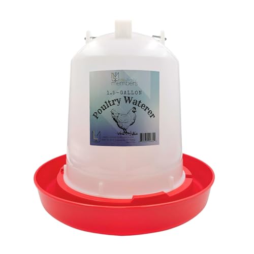 Chicken Waterer 1.5-Gallon Metal Handle Poultry Drinker | Large Capacity Poultry Waterer | for Chickens, Ducks, Baby Chicks, Chickens, Turkeys and More - size: 1.5 Gallon