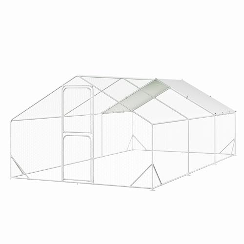Chicken Runs for Yard with Cover, Large Metal Chicken Coop, 9.8x19.7x6.6FT Chicken Pen with Waterproof and Anti-UV Cover, Walk-in Poultry Cage for Yard Outdoor Duck Rabbit Cage - color: 9.8' W x 19.7' L x 6.6' H, size: 74.8"L x 11.4"W x 9.7"H