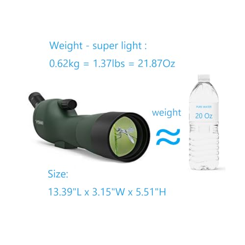 20-60x60 Angled Spotting Scope for Target Shooting, Spotting Scope w/Tripod 14" Tabletop/Carry Bag, 1.37lb Light Spotter Scope, Waterproof Spotting Scopes for Hunting/Birding/Wildlife View