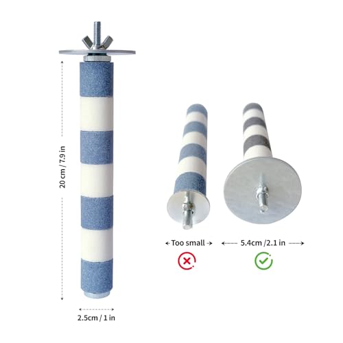 AOTU Bird Perch for Cage, 7.9” x 1” Rough-Surfaced Grinding Stone – Durable Beak & Claw Trimming Accessory for Conure, Cockatiel & Parrot, Non-Toxic Long-Lasting Bird Cage Accessory - color: Blue and White