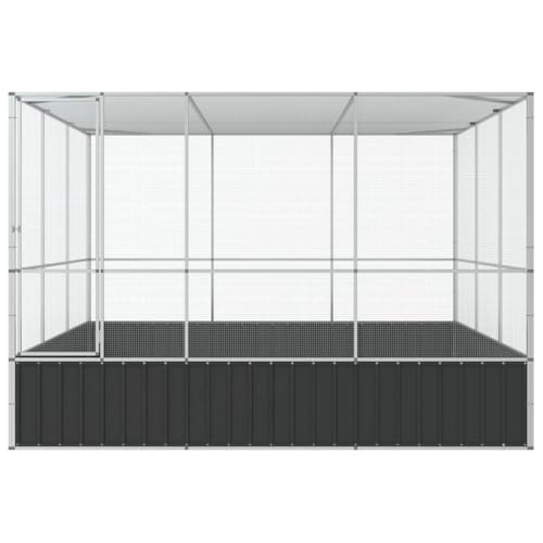 Large Outdoor Bird Aviary, 10x10x7ft Galvanized Steel Walk-in Parrot Cage with Lockable Door and Mesh Grid for Budgies, Chickens, and Small Animals, Silver and Anthracite - color: Silver-A