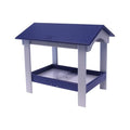 Ground Bird Feeder, Deluxe Fly-Through Covered Feeder for Birds and Squirrels with Screen Mesh Tray (Patriot Blue/Light Gray) - color: Patriot Blue/Light Gray