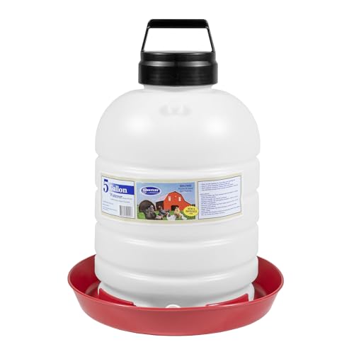 FARM-TUFF Premium 5-Gallon Hanging Chicken Waterer – BPA-Free Plastic, Top-Fill Poultry Fountain for Chickens, Ducks, Turkeys & Game Birds - size: 5G+