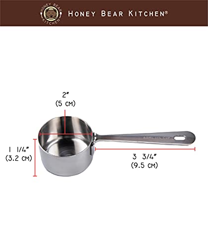1/4 Cup 60 ml Leave-in Measuring Scoop Cups v2, Polished Stainless Steel (Set of 2) - size: 1/4 Cup 60 ml