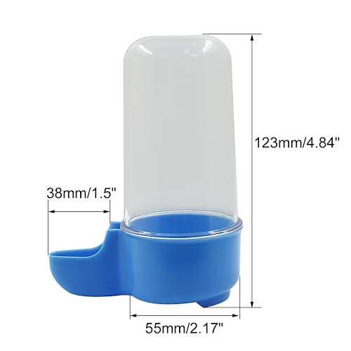 Uenhoy 2 Pcs Bird Water Food Feeder 200ml Automatic Dispenser Parrot Cage | Gravity Flow Auto Refill, Non-Toxic Plastic Safe, Holds 4-5 Days Supply, Narrow Mouth Fits Cage, For Parrot Budgie Lovebird - size: 200ml, 2pcs