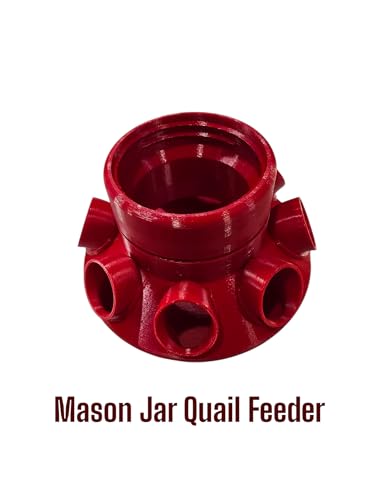 Quail Feeder with Feed Saver Ports, Wide Mouth Mason Jar Compatible, No Waste Design, by 2B Creations.
