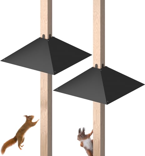 Queension 17 Inch Metal Squirrel Baffle for 4x4 Post and Wooden Pole, 2pcs | Squirrel Proof Baffles for Bird Feeder Poles, Outdoor Guard for Wooden Pole to Deter Raccoons from Bird Houses - size: 2 pcs
