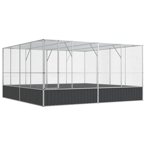 Galvanized Steel Aviary for Birds, Large Parrot Cage with Lockable Door, 164.6x163x83.5 Inch Outdoor Bird Enclosure for Budgies, Rabbits, Ducks, Chickens