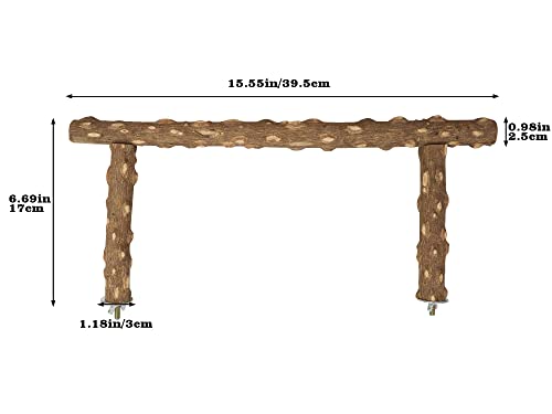 Large Natural Pepper Wood Parrot Stand Branch, Wooden Perch for Parakeet Cockatiels Conures Lovebirds Budgies, Birdcage Accessories 15.66.7 Inches
