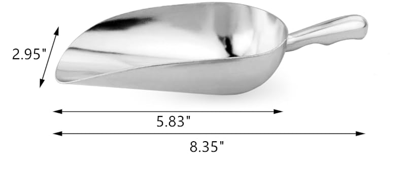 HORNO 12oz Silver Cast Aluminum Shovel Scoops-1pcs | Ideal for Ice Cube, Coffee Bean, Food, Candy, Flour, Dry Goods ,Spice.