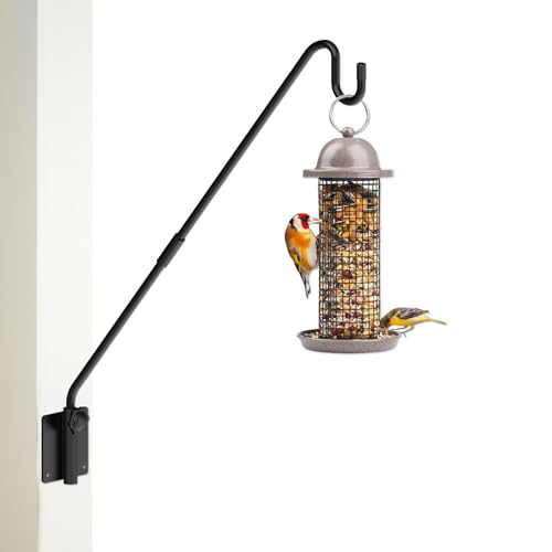 Deck Hook Wall Mount, Heavy Duty Metal Plant Hanger 360° Rotating | Shepherd Bracket For Bird Feeder, Flower Baskets, Lanterns | Extended Arm, Rust-Resistant For Deck, Patio & Garden Use - size: Wall Mounted