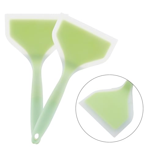 Hitefu 2 Pcs Silicone Spatula Turner, Green | Wide Pancake Flipper, Tamagoyaki Shovel, BPA Free, Non-Stick Egg Flipper - color: Green