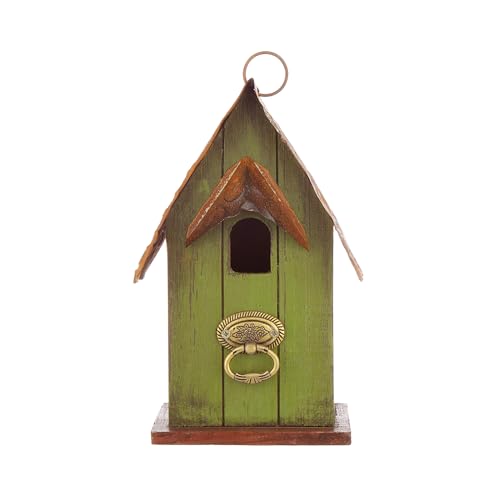 Glitzhome Bird Houses for Outside,10" H Rustic Wooden Bird House Garden Distressed Decorative Birdhouse for Outdoors, Hanging Birdhouse for Bluebird Hummingbird Wren Finch Cardinals Cedar - color: 10"H Rustic Garden