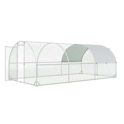 4ever2buy Metal Chicken Coop, 10x20 FT Walk-in Chicken Run Pen Poultry Cage, Water-Resistant & Anti-UV Cover, Large Chicken Coop for 18-22 Chickens - size: 231.6"L x 114.0"W x 76.0"H