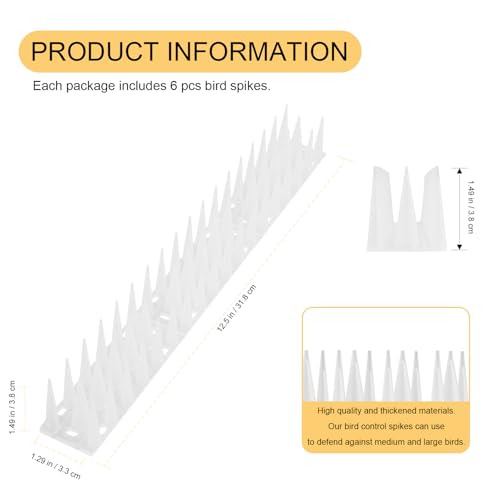 OFFO Bird Spikes for Pigeon Woodpecker Crow, Outdoor Use for Balcony Patio Window, Easy to Install, Frosted White, Covers 12.5 Feet(3.8m) - color: Frosted White