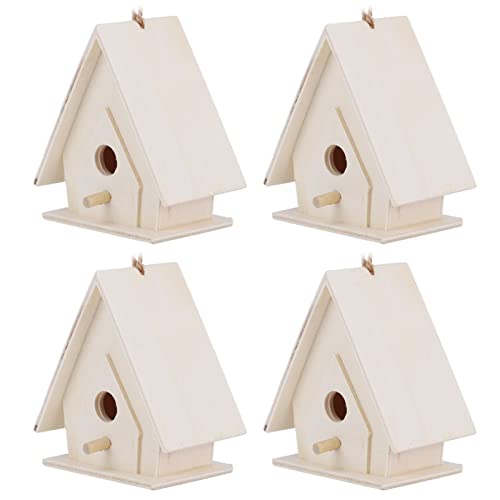 Mini Hanging Wooden Bird House, Platane Wood Bird Cage, Hanging Ropes Cage with Decorative Function, Ideal for Garden, Courtyard Decor & Outdoor Balcony