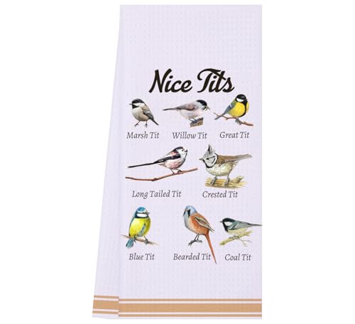 LXOMILL Funny Bird Kitchen Towels Bird Watching Gift for Bird Lovers - color: Nice Tits