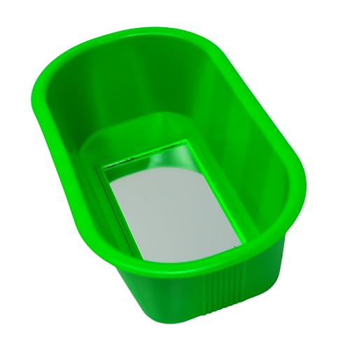 1424 Bath Mirror Toy Cockatiel Parakeet Finch Parrot Small cage tub Budgie birdbath Accessories Birdcage Aviary Water Seed Bathtub Supplies - color: Green